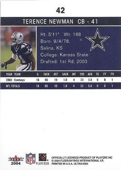 2004 Ultra #42 Terence Newman Back