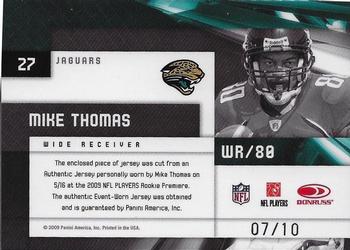 2009 Donruss Limited - Rookie Jumbo Jerseys Jersey Number Prime #27 Mike Thomas Back