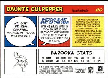 2005 Bazooka #20 Daunte Culpepper Back