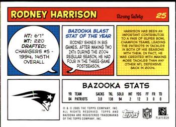 2005 Bazooka #25 Rodney Harrison Back
