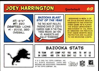 2005 Bazooka #69 Joey Harrington Back