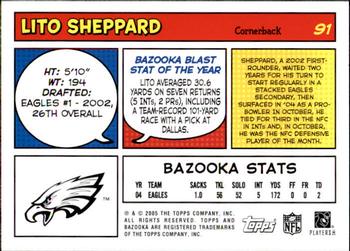 2005 Bazooka #91 Lito Sheppard Back