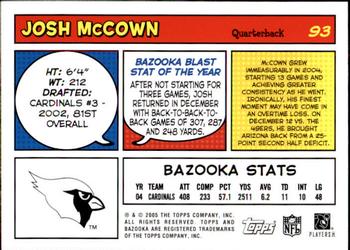 2005 Bazooka #93 Josh McCown Back