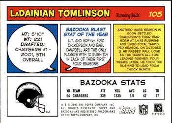 2005 Bazooka #105 LaDainian Tomlinson Back