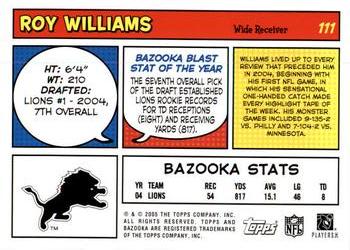 2005 Bazooka #111 Roy Williams Back