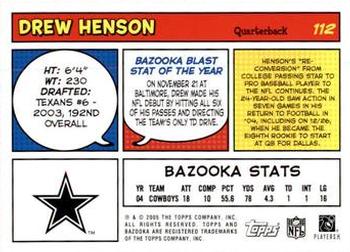 2005 Bazooka #112 Drew Henson Back