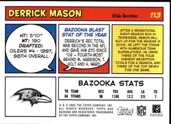 2005 Bazooka #113 Derrick Mason Back