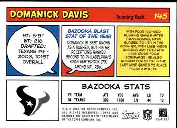2005 Bazooka #145 Domanick Davis Back