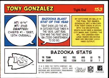 2005 Bazooka #153 Tony Gonzalez Back