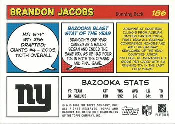 2005 Bazooka #186 Brandon Jacobs Back