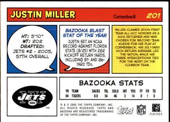 2005 Bazooka #201 Justin Miller Back