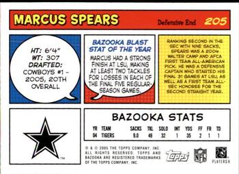 2005 Bazooka #205 Marcus Spears Back