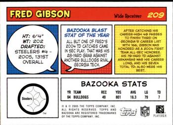2005 Bazooka #209 Fred Gibson Back