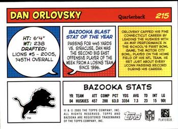 2005 Bazooka #215 Dan Orlovsky Back