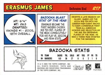 2005 Bazooka #217 Erasmus James Back