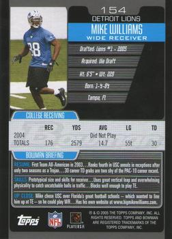 2005 Bowman #154 Mike Williams Back