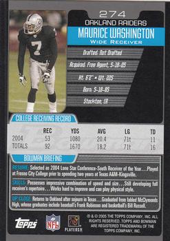 2005 Bowman #274 Maurice Washington Back