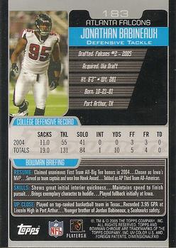 2005 Bowman Chrome #183 Jonathan Babineaux Back