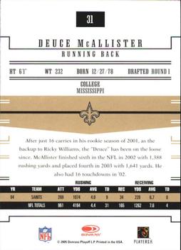 2005 Donruss Gridiron Gear #31 Deuce McAllister Back
