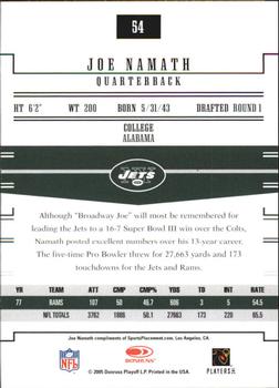 2005 Donruss Gridiron Gear #54 Joe Namath Back