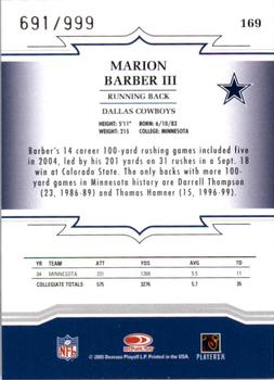 2005 Donruss Throwback Threads #169 Marion Barber III Back