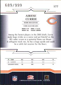 2005 Donruss Throwback Threads #177 Airese Currie Back