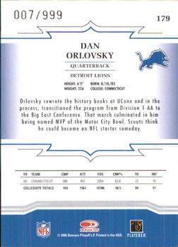 2005 Donruss Throwback Threads #179 Dan Orlovsky Back