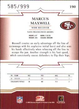 2005 Donruss Throwback Threads #190 Marcus Maxwell Back