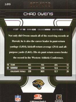 2005 Donruss Zenith #109 Chad Owens Back