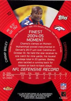 2005 Finest #10 Champ Bailey Back
