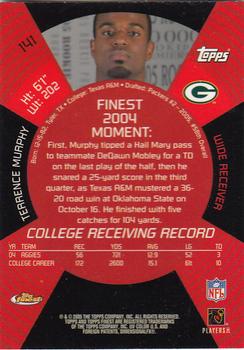 2005 Finest #141 Terrence Murphy Back