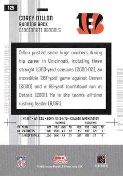 2005 Leaf Certified Materials #125 Corey Dillon Back