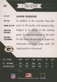 2005 Leaf Limited #151 Aaron Rodgers Back