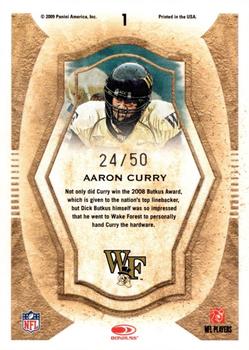 2009 Donruss Threads - College Gridiron Kings Framed Blue #1 Aaron Curry Back