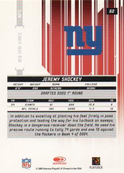 2005 Leaf Rookies & Stars #62 Jeremy Shockey Back