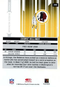 2005 Leaf Rookies & Stars #144 Cedric Killings Back