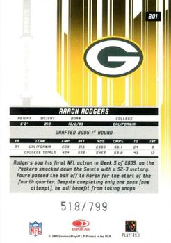 2005 Leaf Rookies & Stars #201 Aaron Rodgers Back