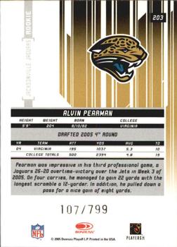 2005 Leaf Rookies & Stars #203 Alvin Pearman Back