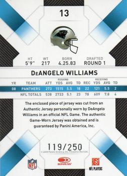 2009 Donruss Threads - Jerseys #13 DeAngelo Williams Back