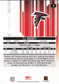 2005 Leaf Rookies & Stars Longevity #5 T.J. Duckett Back