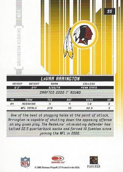 2005 Leaf Rookies & Stars Longevity #95 LaVar Arrington Back
