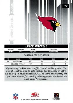 2005 Leaf Rookies & Stars Longevity #172 Lance Mitchell Back