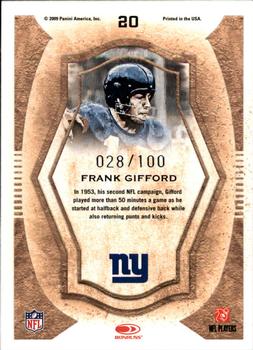 2009 Donruss Threads - Pro Gridiron Kings Framed Red #20 Frank Gifford Back