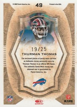 2009 Donruss Threads - Pro Gridiron Kings Materials Prime #49 Thurman Thomas Back