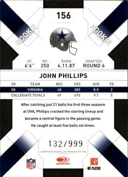 2009 Donruss Threads - Retail Rookies #156 John Phillips Back