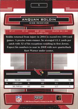 2005 Playoff Absolute Memorabilia #1 Anquan Boldin Back