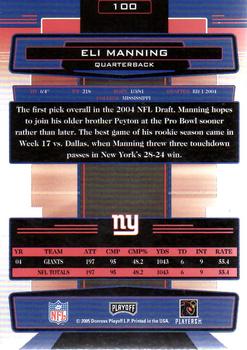 2005 Playoff Absolute Memorabilia #100 Eli Manning Back