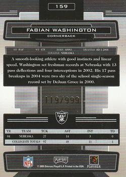 2005 Playoff Absolute Memorabilia #159 Fabian Washington Back