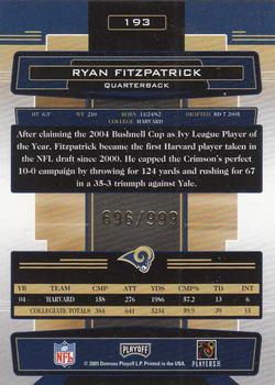 2005 Playoff Absolute Memorabilia #193 Ryan Fitzpatrick Back