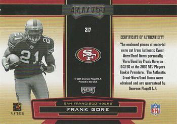2005 Playoff Absolute Memorabilia #217 Frank Gore Back